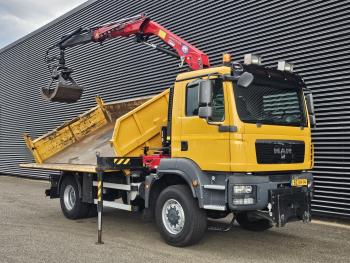 MAN TGM 18.250 4x4 BB / CRANE + 3 SIDE TIPPER
